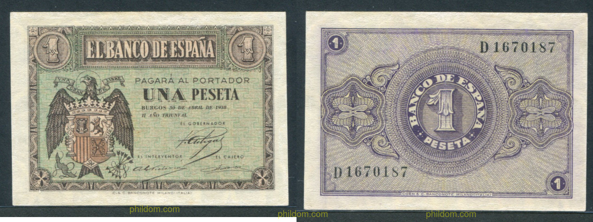 1 Peseta Estado español 28 de febrero 1938