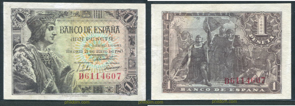 1 Peseta Estado español 21 de mayo de 1943