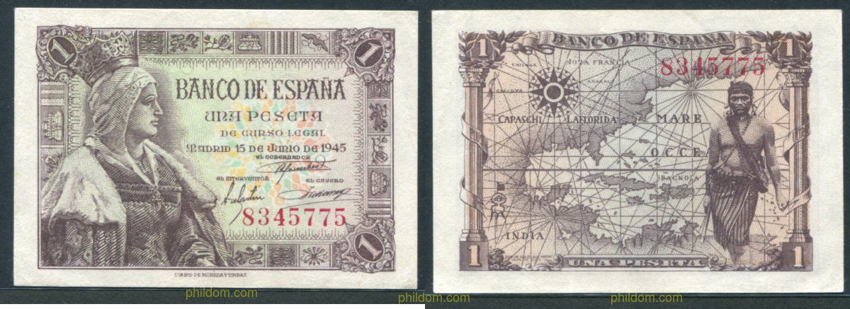 1 Peseta Estado español 21 de mayo de 1943