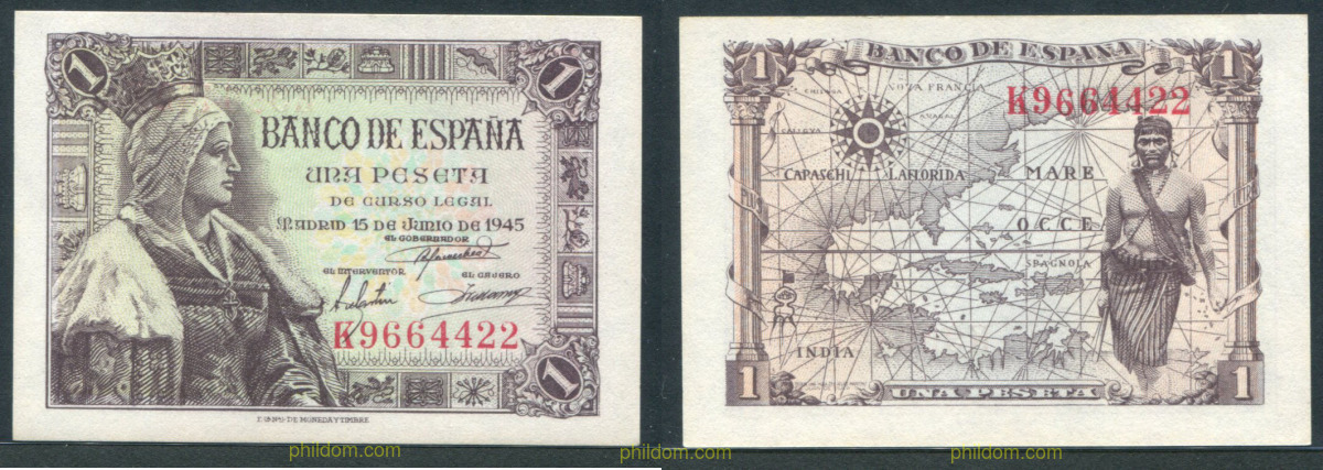 1 Peseta Estado español 21 de mayo de 1943