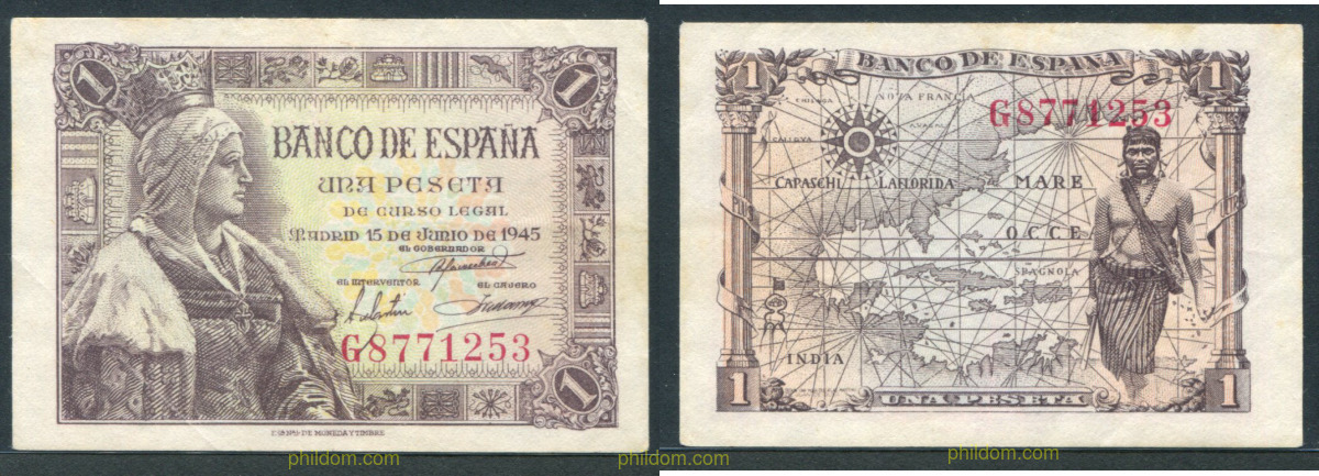 1 Peseta Estado español 21 de mayo de 1943
