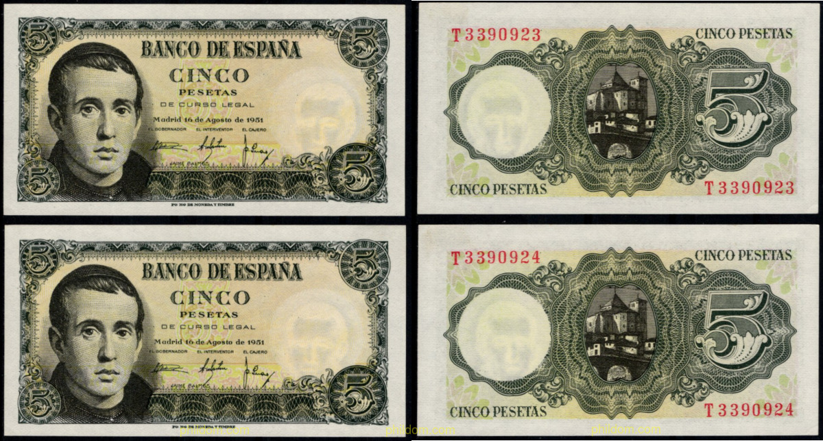 5 Pesetas 16 de agosto 1951 - JAIME BALMES