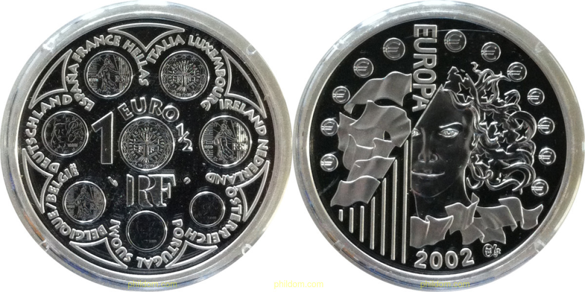 FRANCE 2002 1 1/2 EURO PLATA PROOF