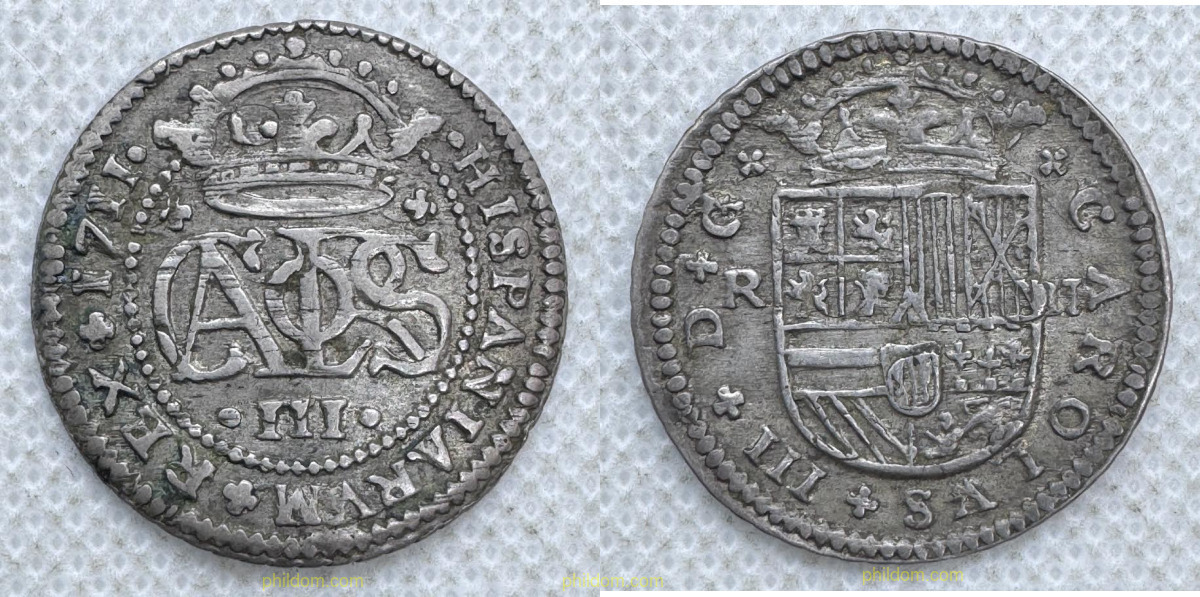 CARLOS III ARCHIDUQUE 1711 2 REALES