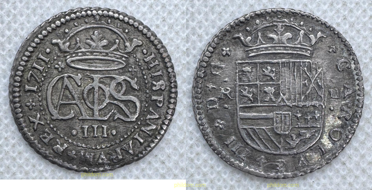 CARLOS III ARCHIDUQUE 1711 2 REALES