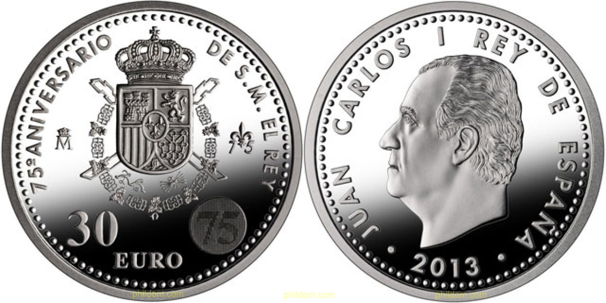 MONEDA 30 EUROS 2013 75ªANIV. REY