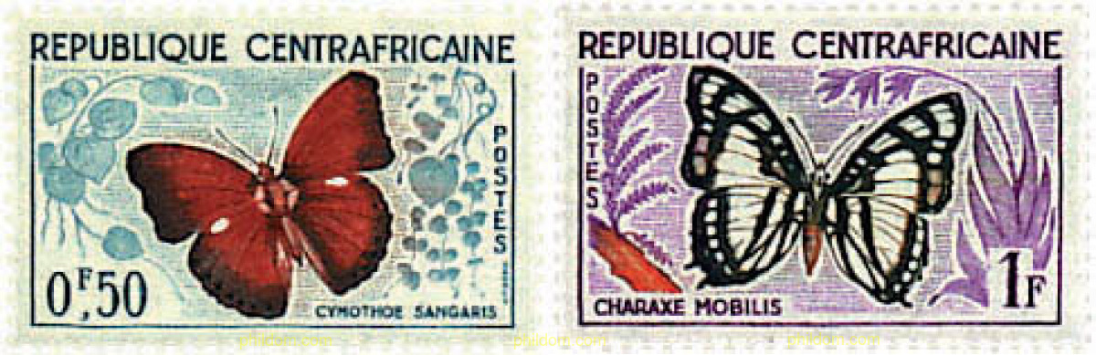 297838 HINGED CENTROAFRICANA 1960 MARIPOSAS