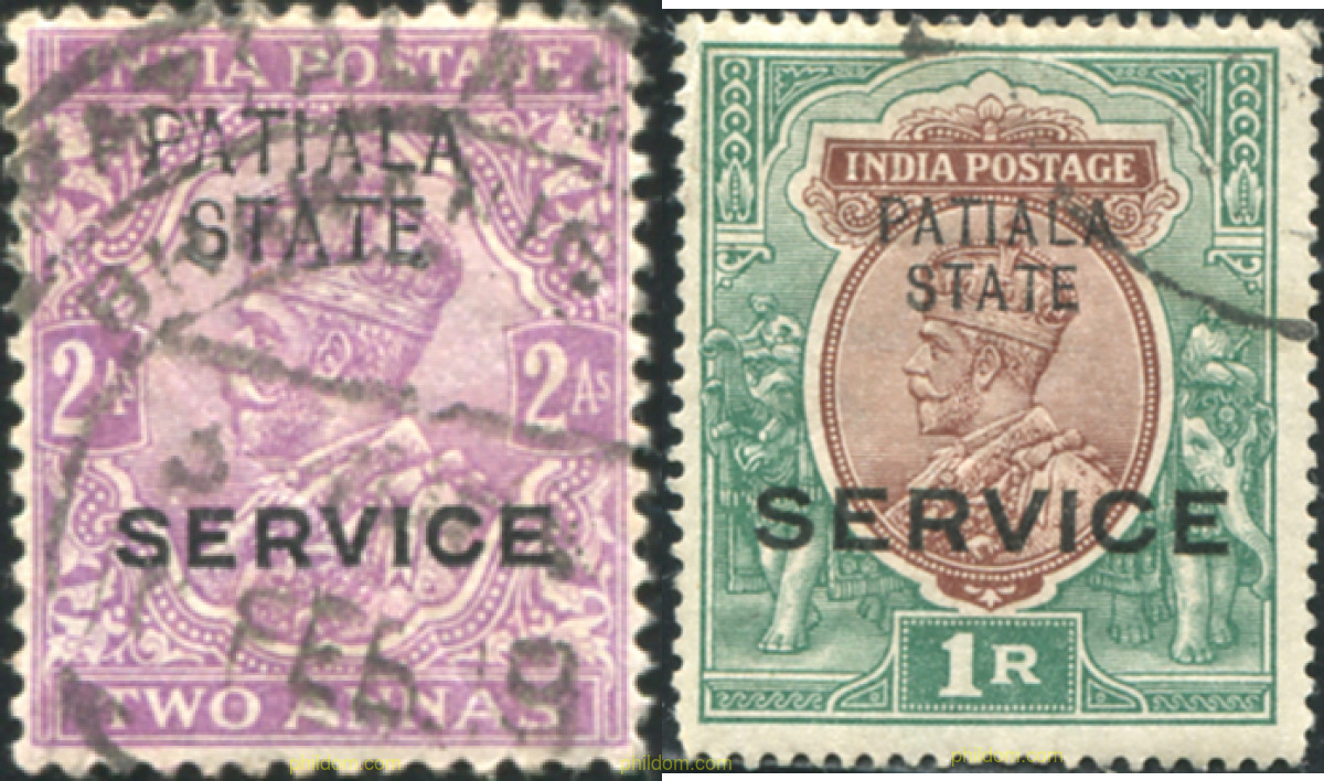 SELLOS DE SERVICIO DE INDIA INGLESA DE 1912-21 (GEORGE V) SOBRECARGADOS